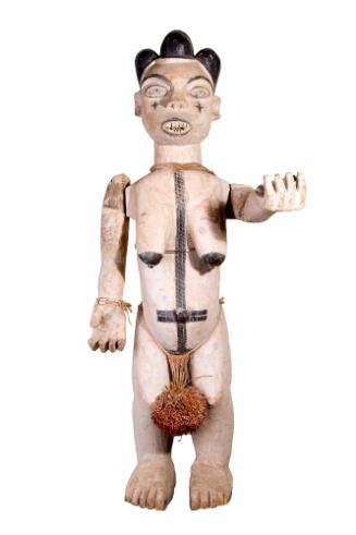 Female Marionette, 20th Century
Ibibio people; Nigeria
Kaolin, wood, beads, fiber and raffia;…