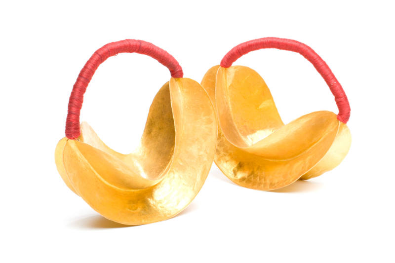 Gold Ear Ornaments (Kwottenai), 20th Century
Fulani culture; Mali
Gold and yarn; 9 × 8 1/2 in…