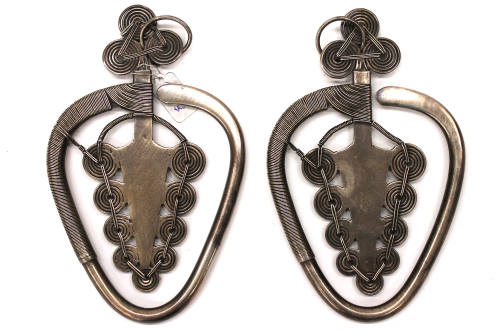 Reverse Teardrop Earrings with Spiral Discs, 20th Century
probably Yao culture; Guangdong, Hun…