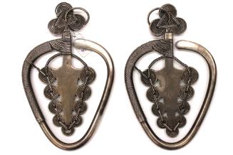 Reverse Teardrop Earrings with Spiral Discs, 20th Century
probably Yao culture; Guangdong, Hun…