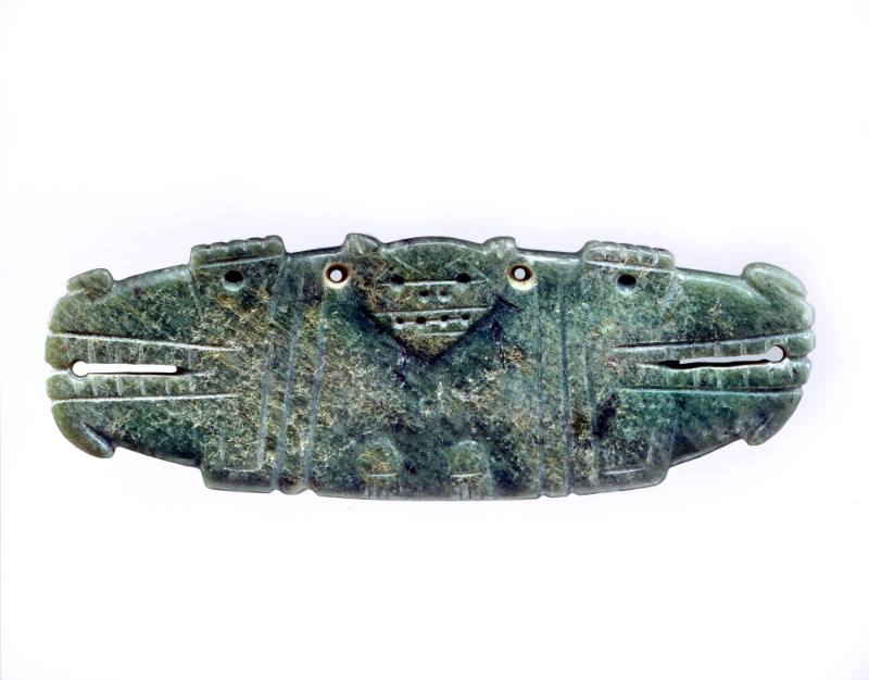 Pendant with Bat and Alligator Forms, 1-500 CE
Costa Rica
Stone, possibly jadeite; 1 3/4 × 1/…