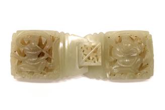 Belt Buckle, Qing Dynasty (1644-1912)
China
Jade; 3/4 × 5 × 1 3/4 in. 
2017.11.30a,b
Gift o…