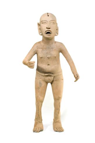 "Saber-shin" Figure, c. 200-900 A.D.
Veracruz, Mexico
Ceramic; 33 1/2 x 16 1/2 in. x 12 1/2 i…