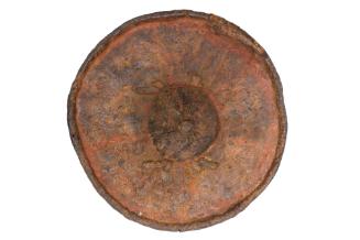 Shield, late 19th to early 20th Century
Oromo culture; Ethiopia
Leather and pigment; 15 1/4 ×…