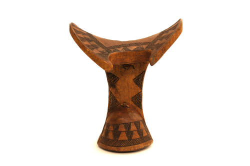 Headrest, 20th Century
probably Turkana culture; Kenya
Wood and leather; 8 1/2 × 7 1/2 × 6 in…