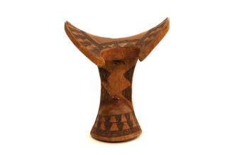 Headrest, 20th Century
probably Turkana culture; Kenya
Wood and leather; 8 1/2 × 7 1/2 × 6 in…