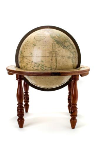 Globe Used by First Teacher in Orange County, 1855
Orange, California
Wood, board and printed…