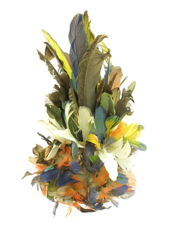 Multicolored Feather Headdress, 20th Century
Karaja people; Brazil
Feathers and string; 13 1/…