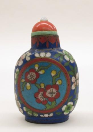 Snuff Bottle, early 20th Century
China
Brass and enamel; 2 7/8 × 1 3/4 × 1 1/8 in.
2010.6.13…