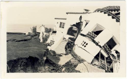 Aftermath of Orange County Earthquake, 1933
Orange County, California
Paper; 2 7/8 x 4 1/2 in…