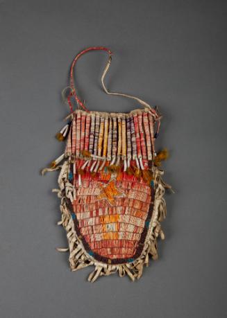 Pouch, c. 1900
Shoshone culture; Idaho
Tanned leather, glass bead, porcupine quill, rawhide, …
