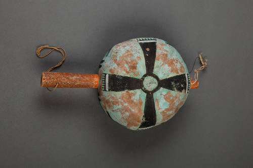 Dance Rattle, c. 1950
Hopi culture; Arizona
Gourd, wood, pigment, cotton string and pheasant …