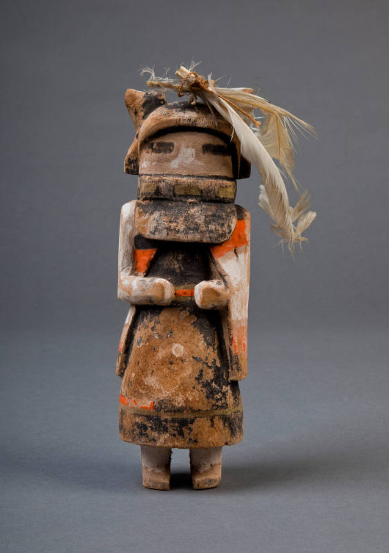 Katsina, late 19th to early 20th century
Hopi culture; Arizona
Wood, paint and feather; 9 × 6…