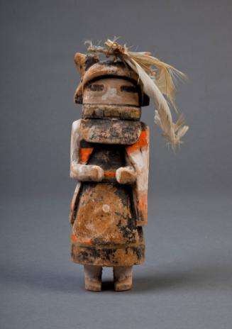 Katsina, late 19th to early 20th century
Hopi culture; Arizona
Wood, paint and feather; 9 × 6…