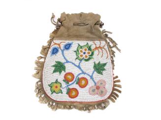 Bag, unknown date
Tutchone people; Whitehorse, Yukon, Canada
Leather and bead; 20 x 9 x 1/2 i…