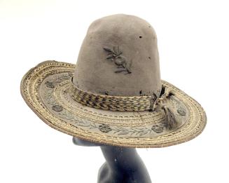 Sombrero, c. 1900
Unknown Maker; Mexico
Felt, cotton and horsehair; 8 1/4 x 23 in.
F78.44.3a…