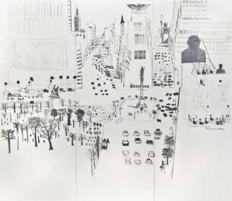 View from 25 CPW, 1964
Dong Kingman (American, 1911 - 2000); New York City, New York
Ink and …
