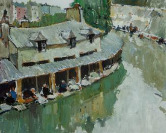 Wash House, 1929
Millard Sheets (American, 1907 - 1989); Dijon, France
Oil on canvas; 17 1/4 …