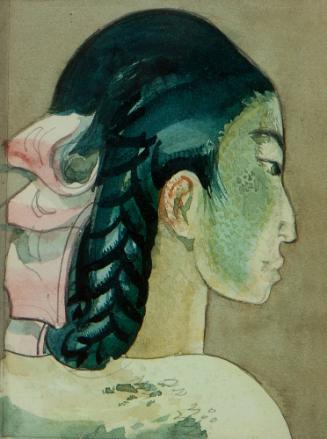 Maya Maiden, 1962
Millard Sheets (American, 1907 - 1989); Mexico
Watercolor on paper; 4 × 3 i…