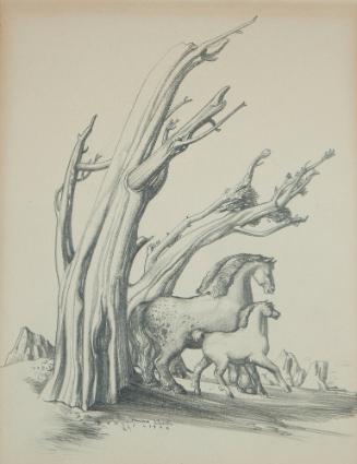 Mother & Child, 1942
Millard Sheets (American, 1907 - 1989); probably California
Graphite on …