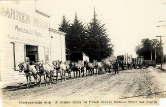 Fourteen-mule Team at Banner Mills, c. 1885
Photographer unknown; Santa Ana, California
Photo…