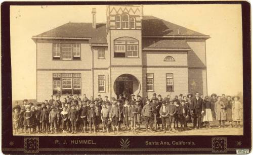 El Modena School, 1889
Photographer unknown; Orange, California
Photograph with ink on cardbo…