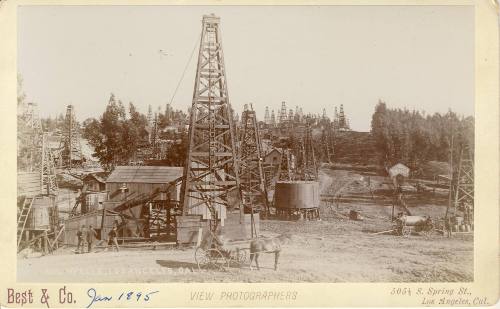 Oil Wells, 1895
Best & Co. View Photographs; Los Angeles, California
Photograph with ink on c…