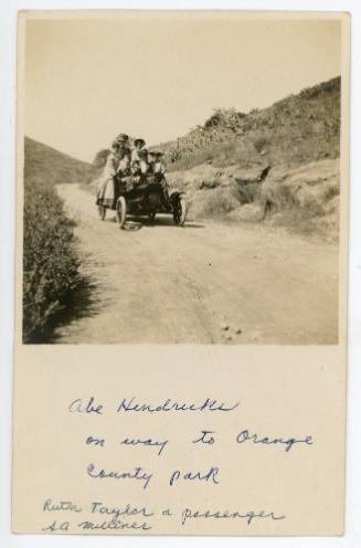 Abe Hendricks On Way to Orange County Park, c. 1905
Unknown photographer; Orange County, Calif…