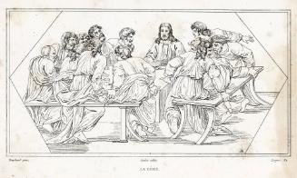 La Cène, 19th Century
Unknown printmaker after Raphael; France
Lithograph on paper; 4 5/8 x 7…