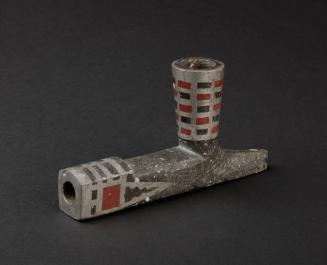 Pipe Bowl, c. 1880
Santee culture; The Great Plains
Slate, catlinite and lead; 2 1/2 × 5 1/8 …