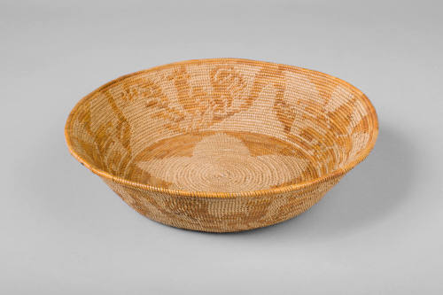 Basket with Five Point Star and Rooster Designs, unknown date
Mission Indian; California
Junc…
