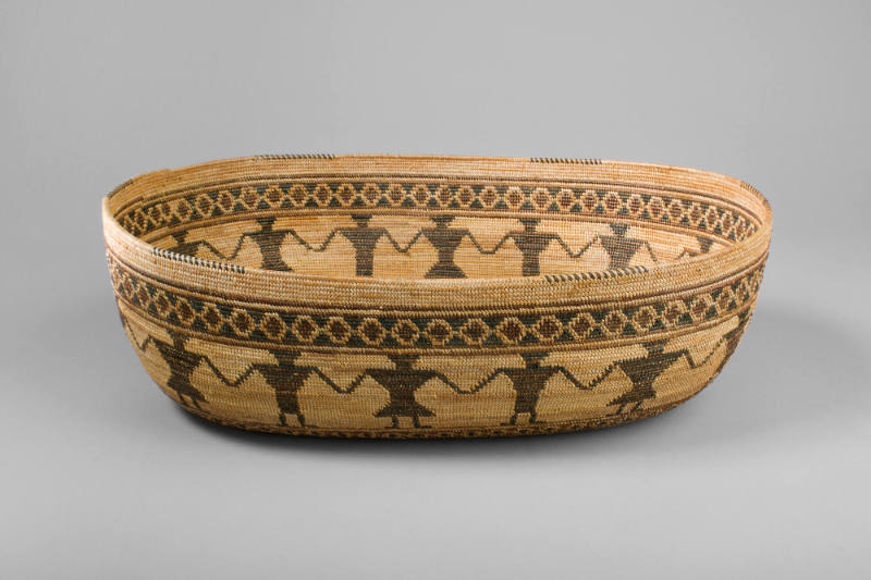 Oblong Basket with Rattlesnake and Human Figure Design, c. 1920
Yokut people; Central Californ…