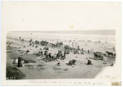 Picnic on the Beach, 1880-1899
Newport Beach, California
Photographic print; 5 3/4 x 6 3/4 in…