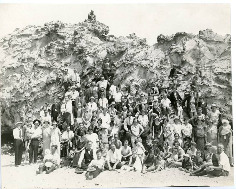 Group Shot at the Beach, early 20th Century
Orange County, California
Photographic print; 8 x…