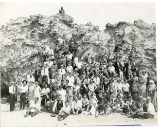 Group Shot at the Beach, early 20th Century
Orange County, California
Photographic print; 8 x…