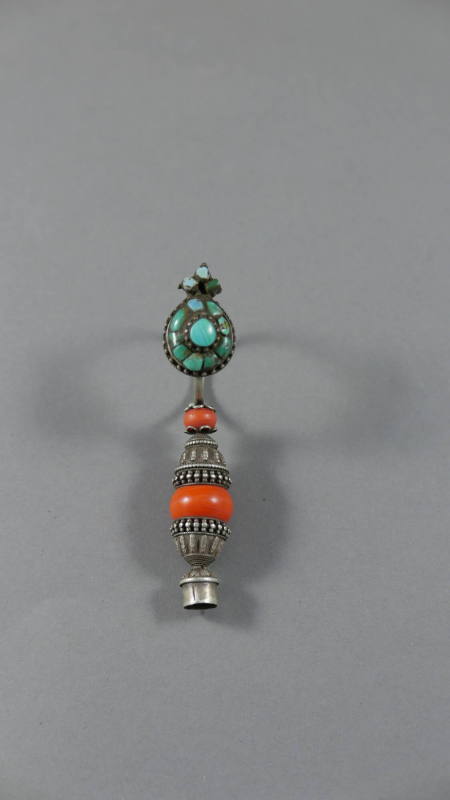 Earring, 20th Century
Tibetan culture; Tibet Autonomous Region, China
Silver, coral and turqu…