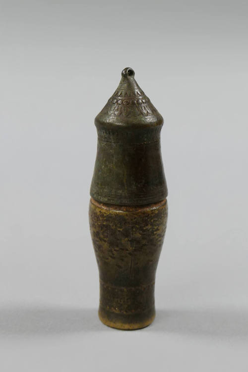 Lime Container, 20th Century
Laos
Bronze; 4 × 1 3/8 × 1 1/4 in.
2019.23.57a,b
Gift of Anne …