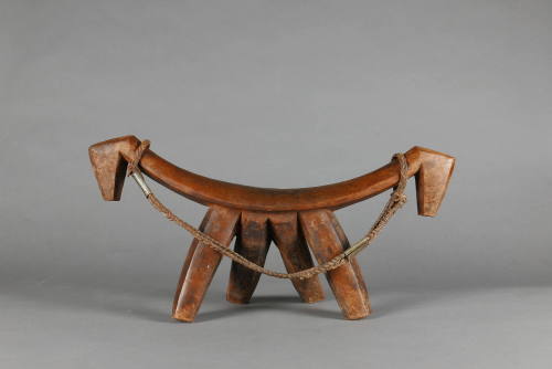 Headrest, 20th Century
Dinka culture; South Sudan
Wood, leather and metal; 10 × 22 × 6 in.
2…