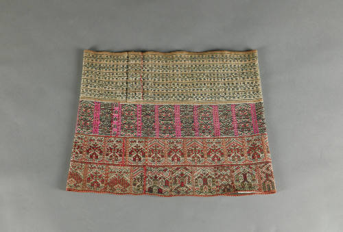 Tube Skirt, 20th Century
Li culture; Hainan Province, China
Cotton and silk; 12 1/2 × 15 1/2 …
