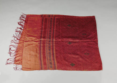 Shawl, 20th Century
Lao or Tai culture; Laos or Vietnam
Cotton and silk; 29 × 74 1/2 in.
201…