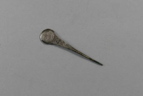 Hair Pin, 20th Century
Miao culture; probably Guizhou Province, China
Silver; 2 11/16 × 5/8 ×…