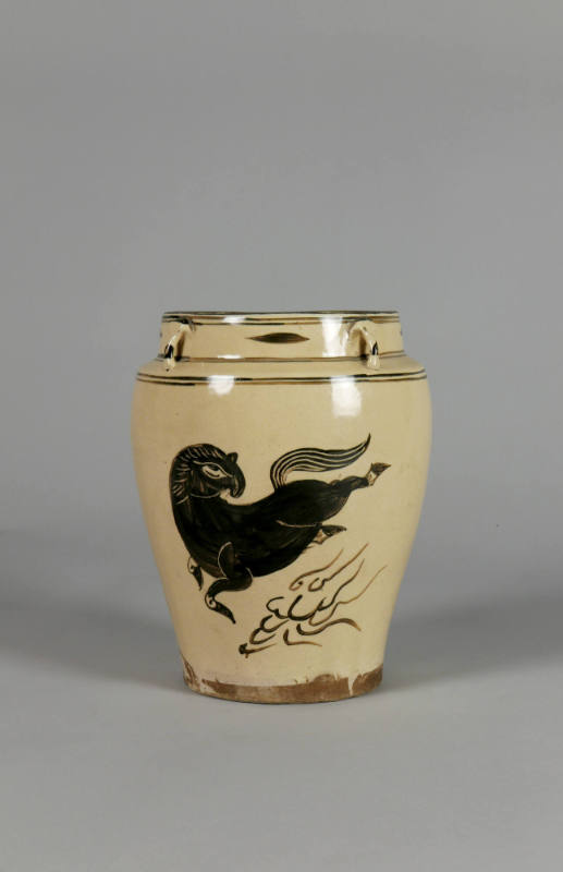 Cizhou Ware Jar
Yuan to Ming dynasty (1279-1644)
Glazed ceramic
Gift of James Corona
2000.6…