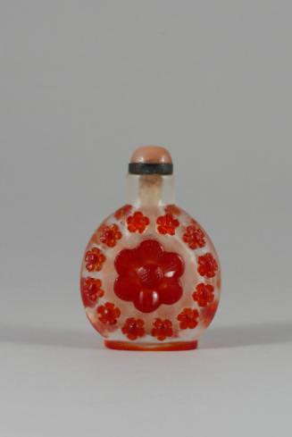 Snuff Bottle with Carved Red Flowers, Qing dynasty (1644-1911)
China
Peking glass; 2 1/4 × 1 …