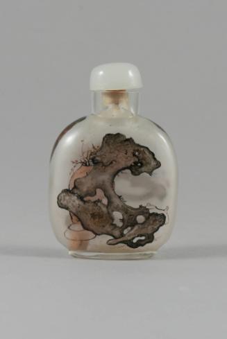 Snuff Bottle with Scholar’s Stone, Qing dynasty (1644-1911)
China
Painted glass and cork; 2 1…