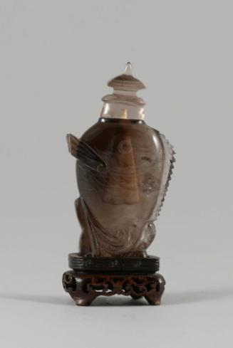 Snuff Bottle with Stopper, 20th Century
China
Quartz, cork and wood; 3 1/4 × 3/4 × 1 3/4 in.
…