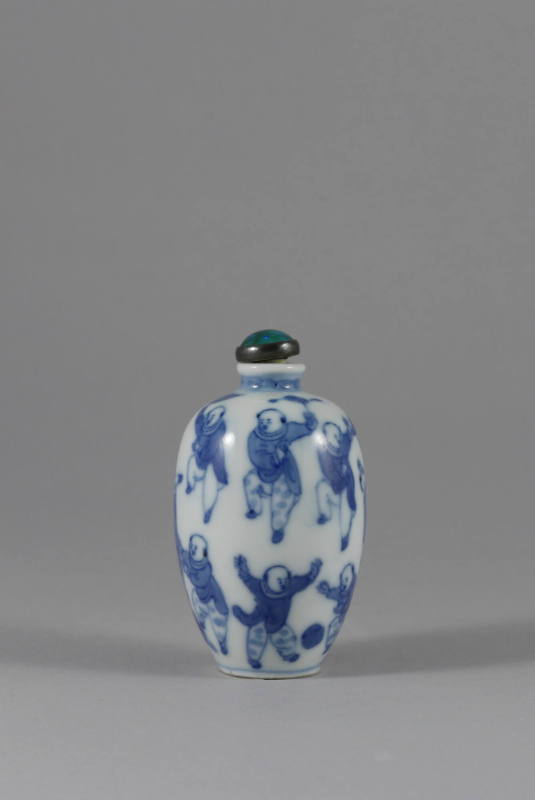 Blue-and-White Ware Snuff Bottle, late 20th century 
China
Porcelain and metal; 2 3/4 × 1 3/4…