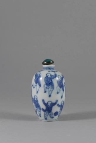 Blue-and-White Ware Snuff Bottle, late 20th century 
China
Porcelain and metal; 2 3/4 × 1 3/4…
