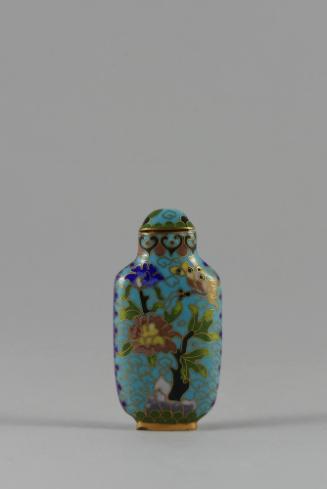 Blue Snuff Bottle with Flowers, People’s Republic of China, late 20th century
China
Brass, en…
