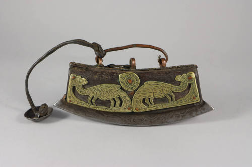 Flint Pouch (Mechag), 19th to 20th Century
Tibet Autonomous Region
Leather, brass, silver and…