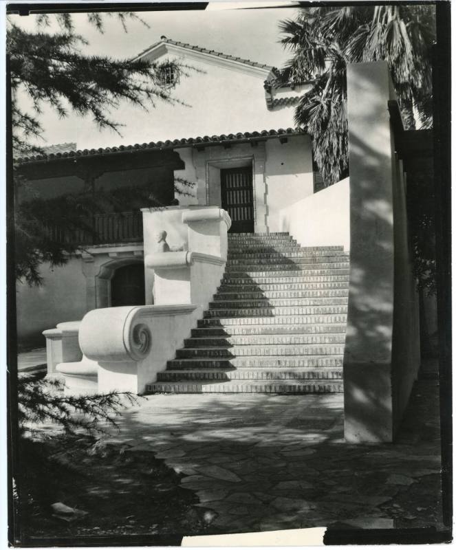 Staircase in Bowers Museum's Key Courtyard, 1930-1935
Edward W. Cochems; Santa Ana, California…